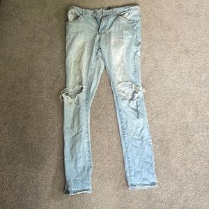 Mens Forever 21 Acid Wash Flex Fit Jeans